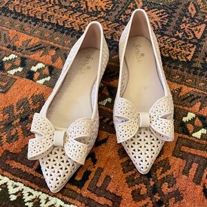 Cream Bow Loafers for Women